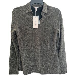 NYE Esqualo Gold / Black Button down Black with metallic gold Size XS Women NWT